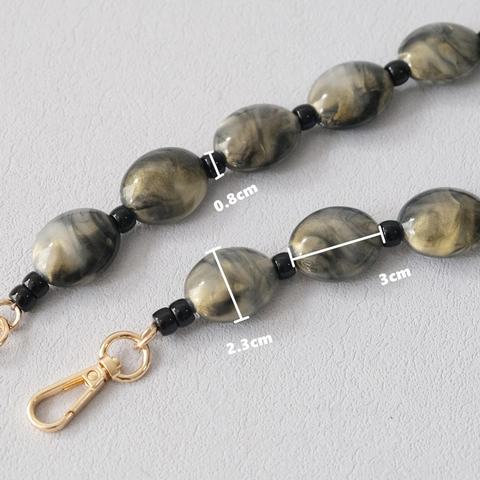 Acrylic Marble Beaded Bag Strap Fashion Purse Chain Replacement Handle Golden Alloy Clasp For Crossbody Bags Women Accessory