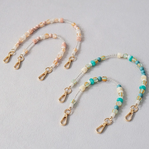 Handgemaakte Acryl Kralen Tas Riem Kleurrijke Gemengde Kralen Schouderketting Voor Vrouwen Crossbody Telefoon Koord DIY Handtas Handvat