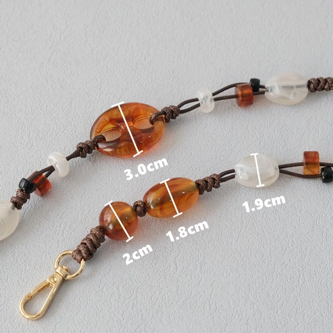 Vintage Acrylic Beaded Bag Strap Replacement Resin Beaded Chain With Metal Clasp For Handbags Mobile Phones Crossbody Strap
