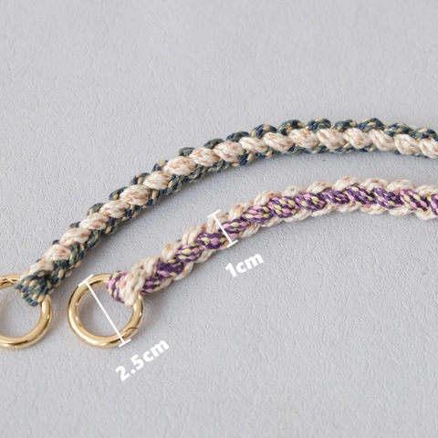 Correa de Bolso de Algodón Trenzado Hecha a Mano Accesorio de Borla de Color en Contraste Anillo de Metal Dorado Bolso Boho Mujer