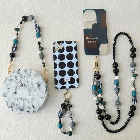 Acryl Kraal Tasriem Meerkleurige Geometrische Handtas Ketting Vervangende Schouderriem Telefoon Lanyard Mode Tassen Accessoires
