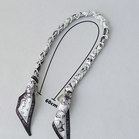 Satin Scarf Intertwined Metal Chain Bag Strap Replacement Shoulder Handle For Women Handbags Crossbody Decor Accessories