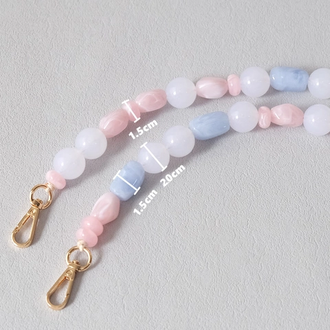 Mode Macaron Snoepkleur Acryl Kralen Tasriem Decoratieve Hars Kraal Telefoon Koord Crossbody Vervangende Tas Ketting Voor Handtassen Dames