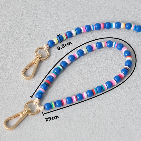 Bohemian Acrylic Polymer Clay Beaded Phone Chain Strap Candy Color Handmade Lanyard For Women Bag Accessories Case Charm
