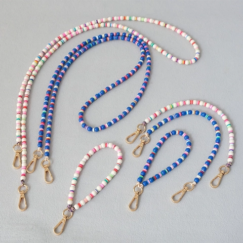 Bohemian Acrylic Polymer Clay Beaded Phone Chain Strap Candy Color Handmade Lanyard For Women Bag Accessories Case Charm