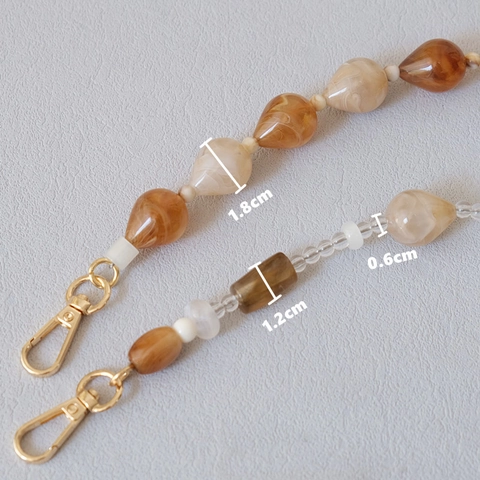 Catena per Telefono in Perle d'Acrilico Fatta a Mano Motivo Marmo Perle a Goccia Cordino Con Chiusura in Metallo per Borsa Donna