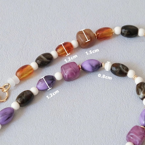 Fashion Acrylic Beaded Phone Chain Marble Texture Resin Strap Versatile Bag Belt Accessory Lanyard With Metal Clasp For Women