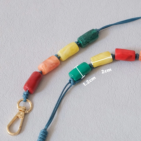 Multicolor Candy Color Acrylic Bead Phone Lanyard Handmade Marble Texture Bag Strap Keychain Women Phone Accessories