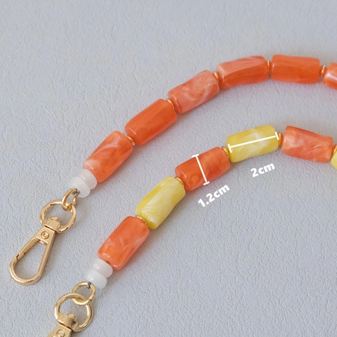 Catena per Telefono in Perline di Resina Acrilica Motivo Marmo Tracolla per Borsa Con Chiusura in Metallo Oro Cordino Donna