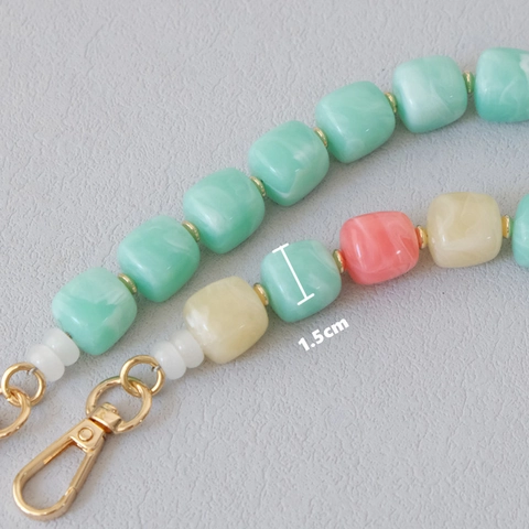 Catena di Perline in Marmo Acrilico Per Borsa Telefono Accessorio Tracolla in Resina Colorata Fatta a Mano Cordino Decorativo Con Chiusura in Metallo