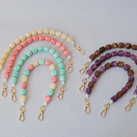 Catena di Perline in Marmo Acrilico Per Borsa Telefono Accessorio Tracolla in Resina Colorata Fatta a Mano Cordino Decorativo Con Chiusura in Metallo