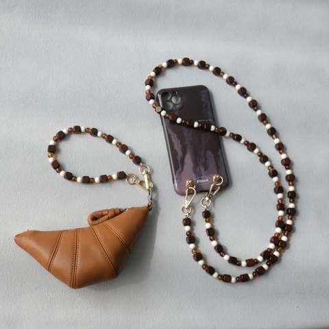 Vintage Acrylic Wooden Bead Bag Strap For Women Handmade Crossbody Phone Chain Replacement Purse Handle Shoulder Strap