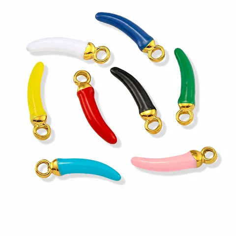 Stainless Steel Enamel Chili Pepper Pendant Cornicello Lucky Charm For DIY Necklace Earring Jewelry Making Accessories