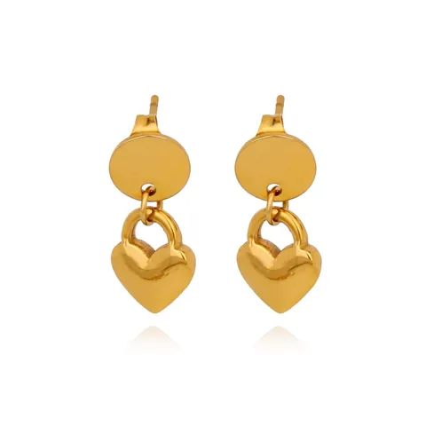 316L Edelstahl Herzschloss Ohrhänger Vergoldet Französisch Minimalistische Geometrische Ohrringe Für Damen Täglich Party Schmuck