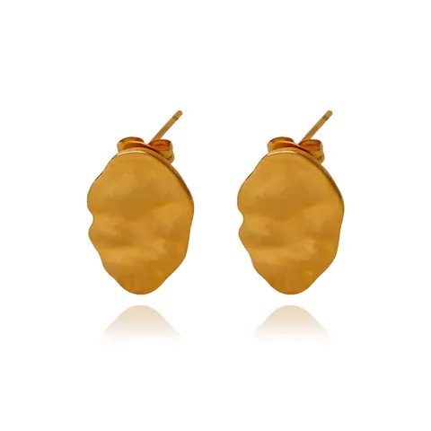 Französische Vintage 18K Vergoldete 316L Edelstahl Ohrringe Unregelmäßige Gehämmerte Lava Textur Ohrstecker Für Damen Schmuck Geschenk