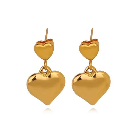 316L Stainless Steel Gold Heart Star Geometric Stud Earrings High Polished Dangle Earrings For Women Fashion Jewelry