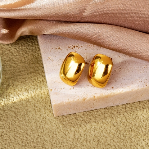 Orecchini Geometrici in Acciaio Inossidabile 316L Placcati Oro per Donna Gioielli Francesi con Lucidatura a Specchio Quadrati
