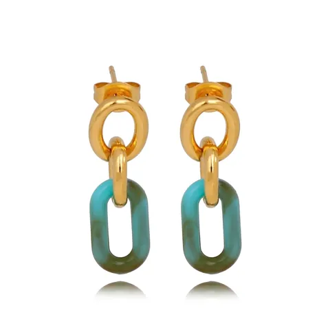 316L Stainless Steel Acrylic Geometric Drop Earrings With Zirconia Artificial Stone 18K Gold Plated Vintage Jewelry Women
