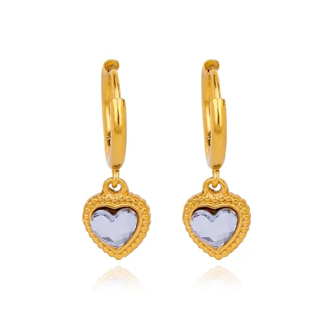 18K Vergulde Roestvrijstalen Hart Zirconia Oorknopjes Voor Dames Geometrische Retro Creolen Mode Sieraden Cadeau
