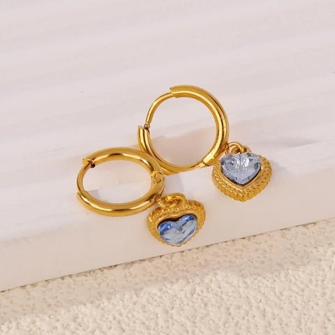 18K Vergulde Roestvrijstalen Hart Zirconia Oorknopjes Voor Dames Geometrische Retro Creolen Mode Sieraden Cadeau