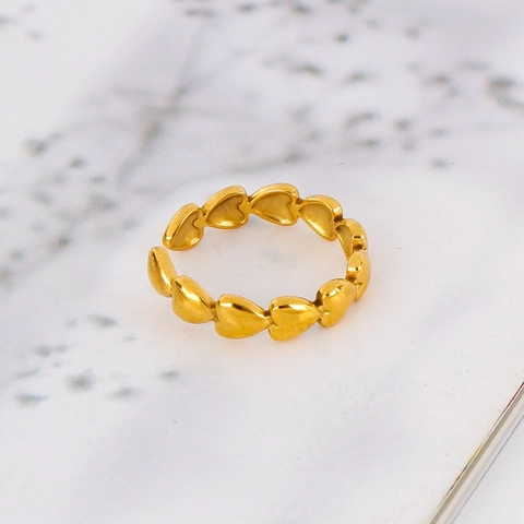 18K Gold Plated 316L Stainless Steel Heart Ring For Women Adjustable Open Geometric Dainty Fashion Jewelry Ring Gift