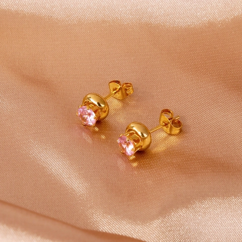 Edelstahl Strass Ohrstecker Damen 18K Vergoldet Vintage Geometrisch Blume Herz Hypoallergen Täglich Party Schmuck Geschenk