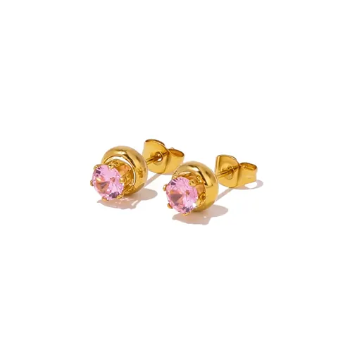 Edelstahl Strass Ohrstecker Damen 18K Vergoldet Vintage Geometrisch Blume Herz Hypoallergen Täglich Party Schmuck Geschenk
