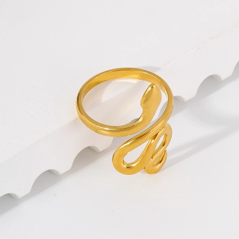 Stainless Steel Snake Heart Sunflower Star Gemstone Open Rings For Women 18K Gold Plated Vintage Minimalist Fashion Jewelry