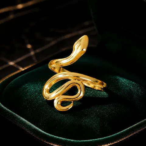 Stainless Steel Snake Heart Sunflower Star Gemstone Open Rings For Women 18K Gold Plated Vintage Minimalist Fashion Jewelry