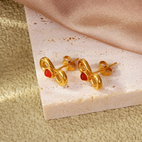 Βίντατζ Σκουλαρίκια Καρφωτά από Ανοξείδωτο Ατσάλι 316L Φιόγκος Άπειρο Με Τεχνητό Πολύτιμο Λίθο Γυναικεία Κοσμήματα