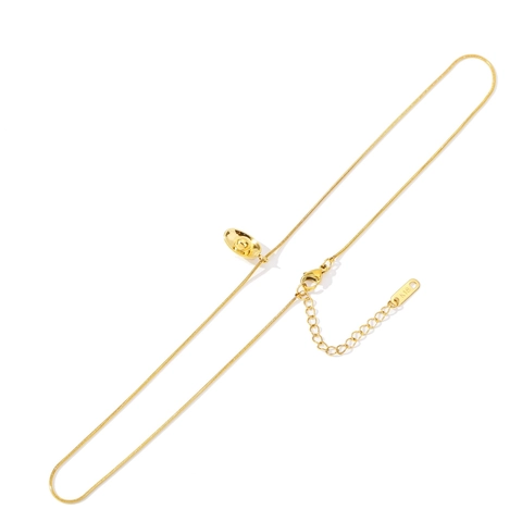 Collar de Cadena de Serpiente de Acero Inoxidable 316L Chapado en Oro de 18K Con Colgante de Lingote de Oro de la Suerte Joyería