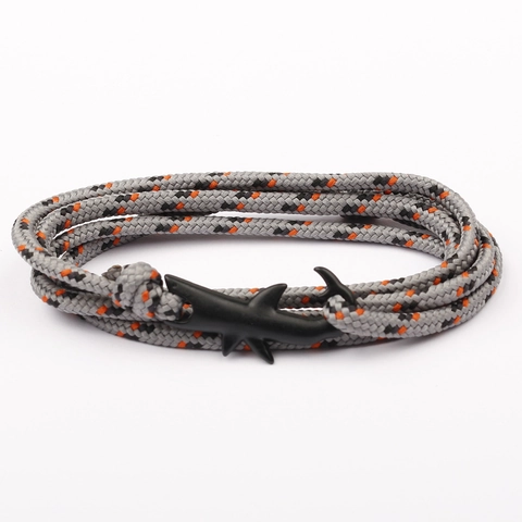Handmade Braided Nautical Rope Bracelet With Alloy Shark Clasp Multilayer Paracord Wrap Bracelet For Men Women Casual Jewelry