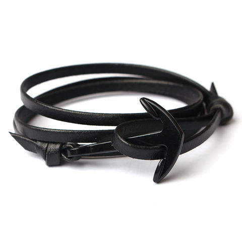 Bracelet Nautique en Alliage Ancre Cuir Enroulement Multi Couches pour Hommes Femmes Bijoux Décontractés Style Vintage