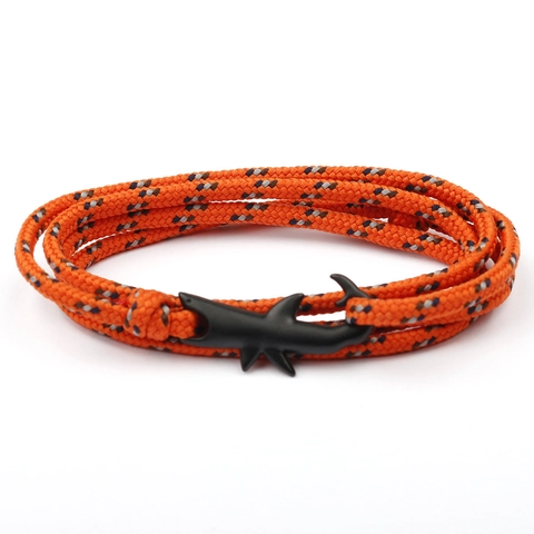 Handmade Braided Nautical Rope Bracelet With Alloy Shark Clasp Multilayer Paracord Wrap Bracelet For Men Women Casual Jewelry