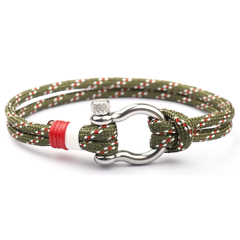 Pulsera Náutica de Paracord Con Cierre de Grillete en U de Acero Inoxidable Cadena de Mano de Cuerda Tejida Ajustable para Hombres Mujeres Joyería Deportiva