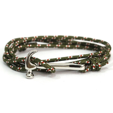 Handmade Alloy Hammerhead Hook Paracord Bracelet Multilayer Wrap Woven Rope Nautical Viking Unisex Bracelet Adjustable Jewelry