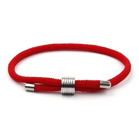 Handgefertigt Edelstahl Geflochten Seil Armband Verstellbar Glücksbringer Rote Schnur Minimalistischer Schmuck Geschenk