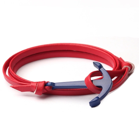Bracciale Nautico con Ancora in Pelle PU Multistrato per Uomo Donna Stile Marino Vintage Corda Polsino in Lega Gioielli Regalo