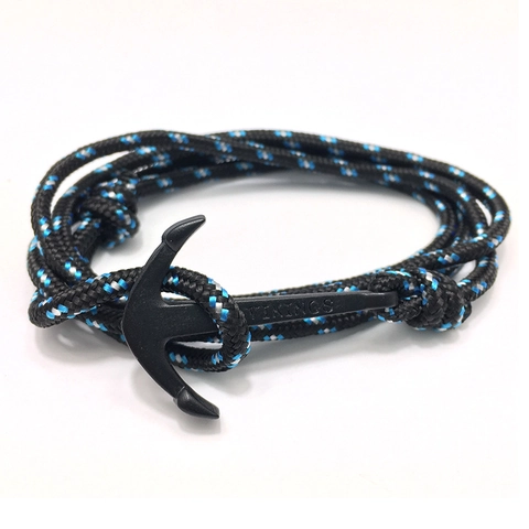 Bracelet Nautique Viking en Corde Tressée avec Ancre Fait à la Main pour Homme Femme Bracelet Enveloppant Ajustable en Alliage