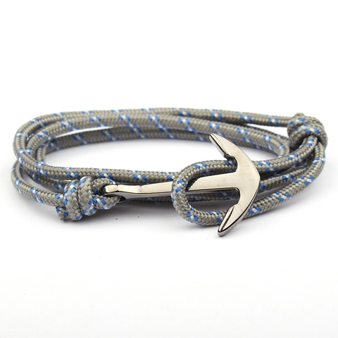 Bracciale Nautico con Ancora in Corda Intrecciata per Uomo Donna Paracord in Nylon Regolabile Cinturino da Vela Multistrato