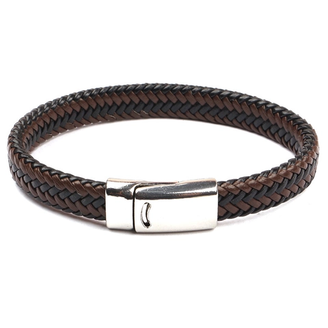 Bracciale Intrecciato in Pelle Vintage Punk per Uomo Donna Chiusura Magnetica in Lega Gioielli di Moda Tessuti a Mano Regalo