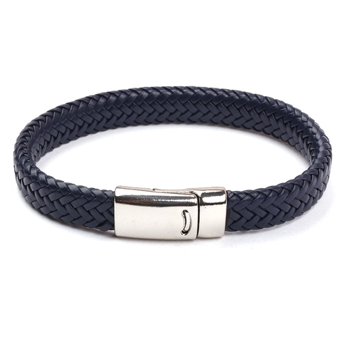 Bracciale Intrecciato in Pelle Vintage Punk per Uomo Donna Chiusura Magnetica in Lega Gioielli di Moda Tessuti a Mano Regalo