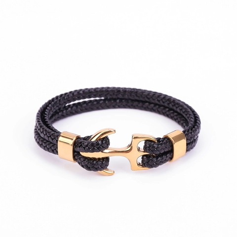 Bracelet Tressé Nautique Pour Hommes Femmes Fermoir Ancre En Acier Titane Corde En Cuir Bijoux De Mode Cadeau Accessoire