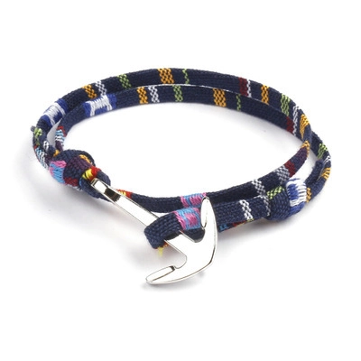 Bracciale Nautico in Lega con Ancora e Corda Intrecciata Multistrato Avvolgente per Uomo Donna Coppia Gioielli Casual Regolabile
