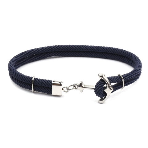Nautical Anchor Woven Bracelet For Men Women Stainless Steel Milan Rope Handmade Navy Style Couple Jewelry Accessory