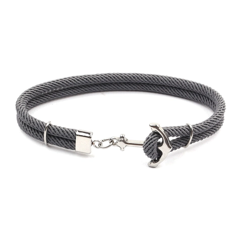 Nautical Anchor Woven Bracelet For Men Women Stainless Steel Milan Rope Handmade Navy Style Couple Jewelry Accessory
