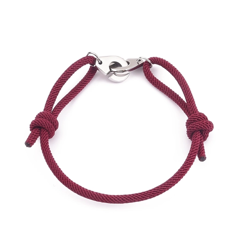 Titanium Steel Handcuff Bracelet Adjustable Woven Rope Wristband Minimalist Punk Style Fashion Jewelry For Men Women Gift
