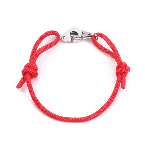 Titanium Steel Handcuff Bracelet Adjustable Woven Rope Wristband Minimalist Punk Style Fashion Jewelry For Men Women Gift