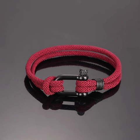 Bracciale Nautico Unisex in Acciaio Inossidabile con Manille Corda Intrecciata Milan Line Gioielli per Outdoor Spiaggia Regalo