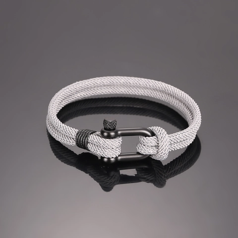Bracciale Nautico Unisex in Acciaio Inossidabile con Manille Corda Intrecciata Milan Line Gioielli per Outdoor Spiaggia Regalo
